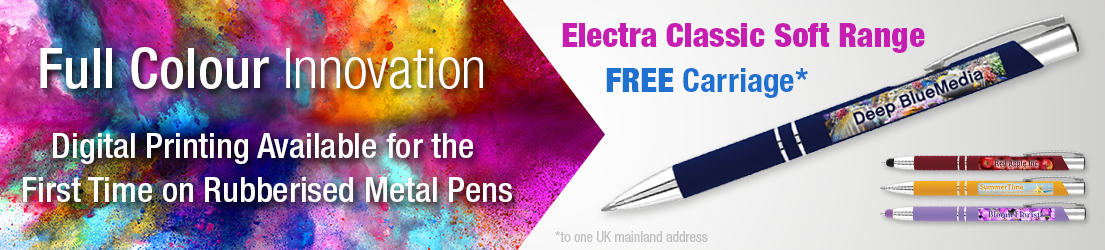 Sublime to touch Electra soft branded pens